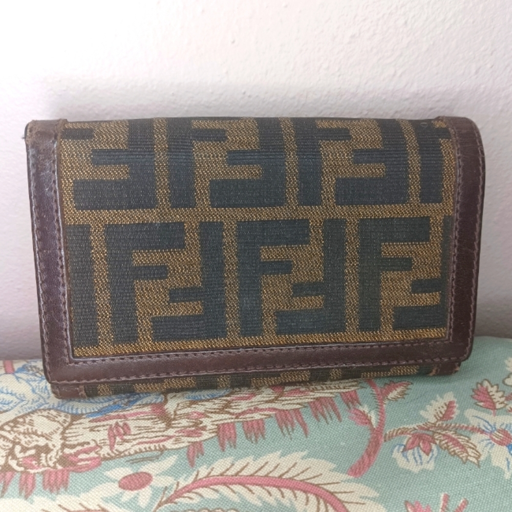 Vintage 90's Fendi Zucca Compact Wallet - Picture 1 of 14